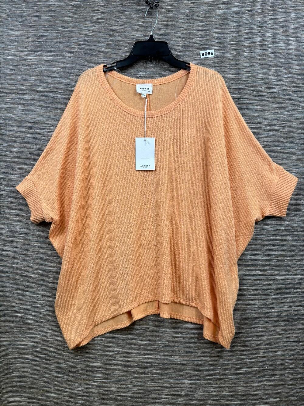 Andree by Unit Loose Fit Ribbed Tunic Top Womens Size S/M in Apricot Bliss NEW